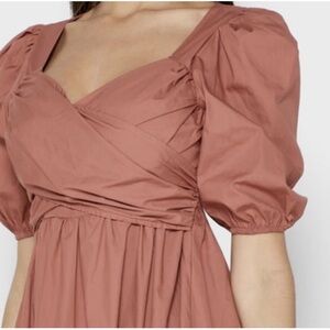 Missguided Puff Sleeve Dress (Dusty Pink)